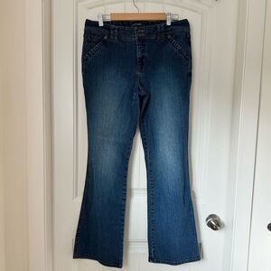French Cuff Flare Medium Wash Jeans. Size 12